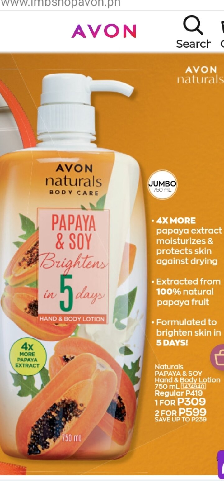 Avon Papaya Soy Milk Lotion 750 Ml Lazada PH