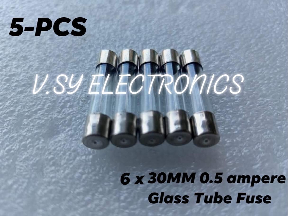 5 Pcs 0 5 Ampere 250 Volts 20mm 30mm Glass Tube Type Fuse 0 5A 250v