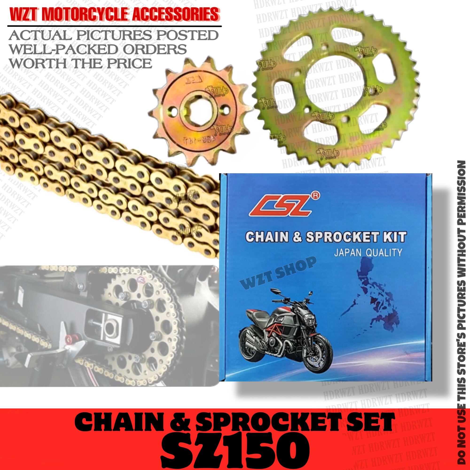 CSL YAMAHA SZ150 Gold Chain And Sprocket Set Motorcycle 14 42t 428H