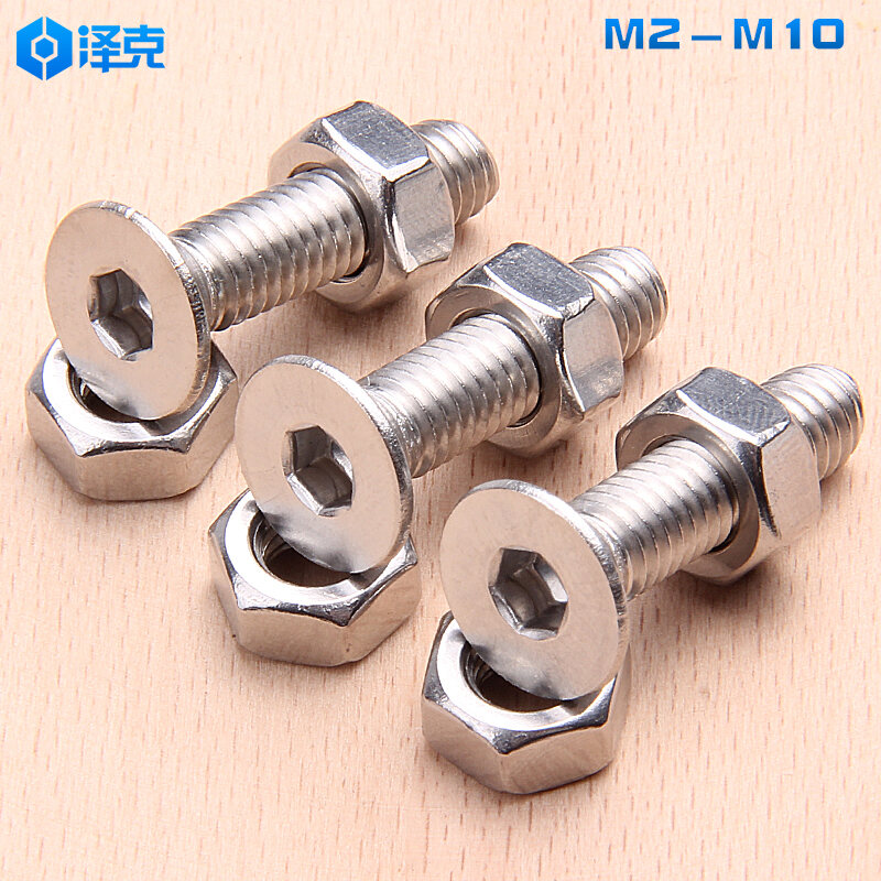 Stainless Steel Countersunk Head Hexagon Screw Nut Set Complete