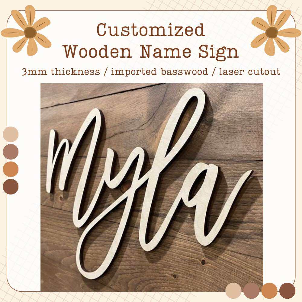 Personalized Wooden Name Sign Customized Wood Name Cutout For Nursery