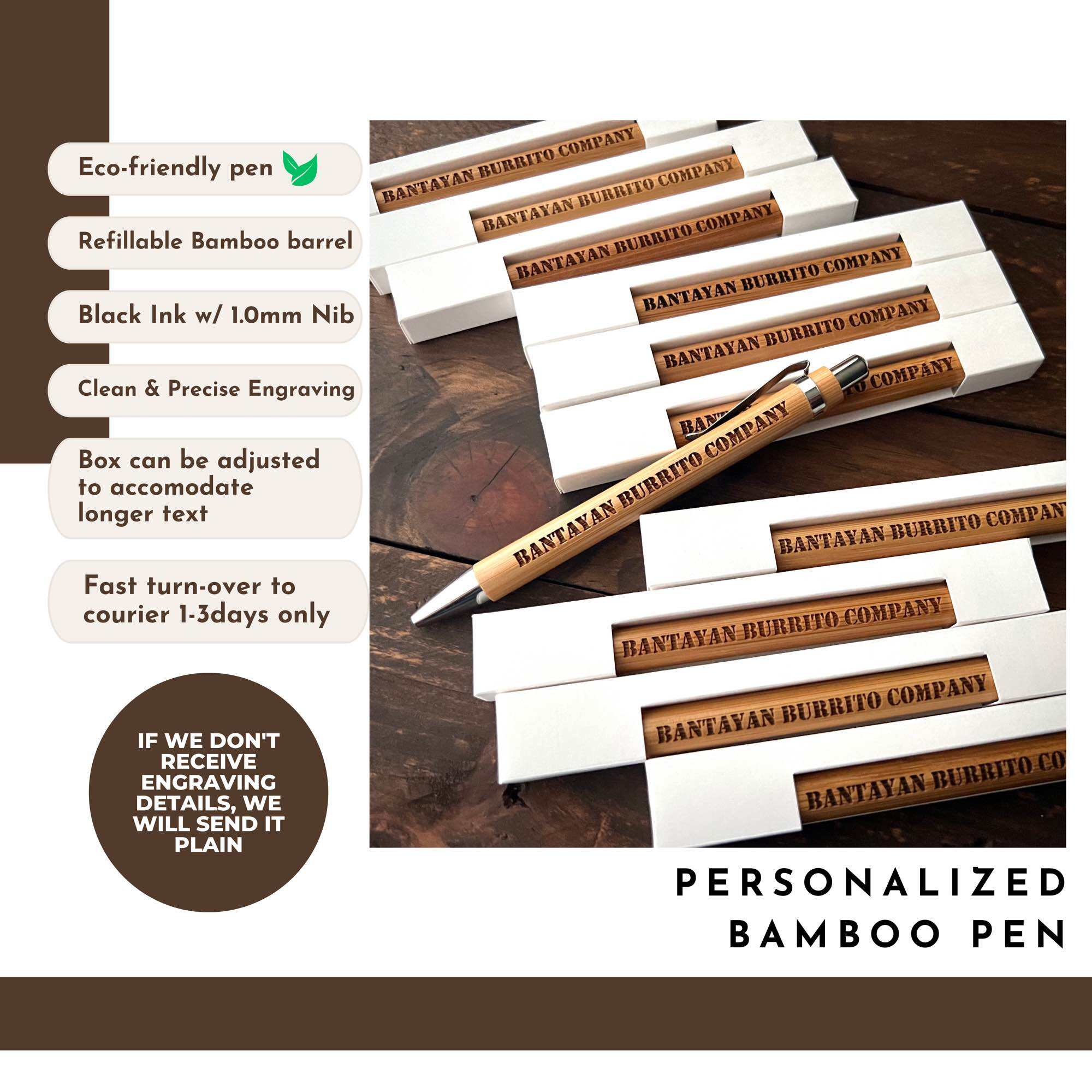 Personalized Engraved Wooden Bamboo Pen Souvenir Lazada Ph