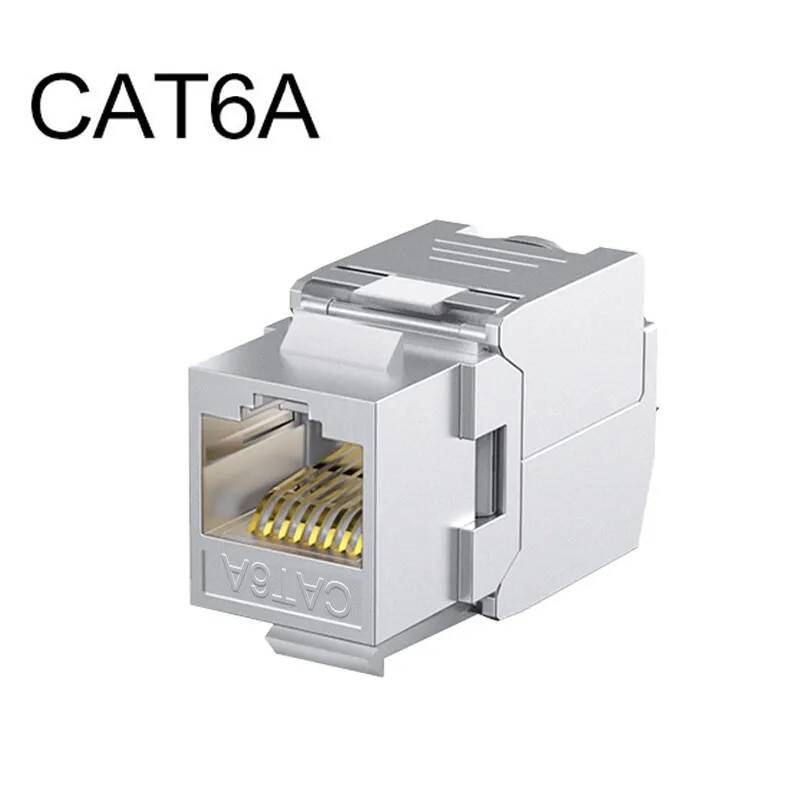 ZoeRax 1pcs RJ45 Shielded Cat6A Cat7 Keystone Jack 180 Degree Toolless