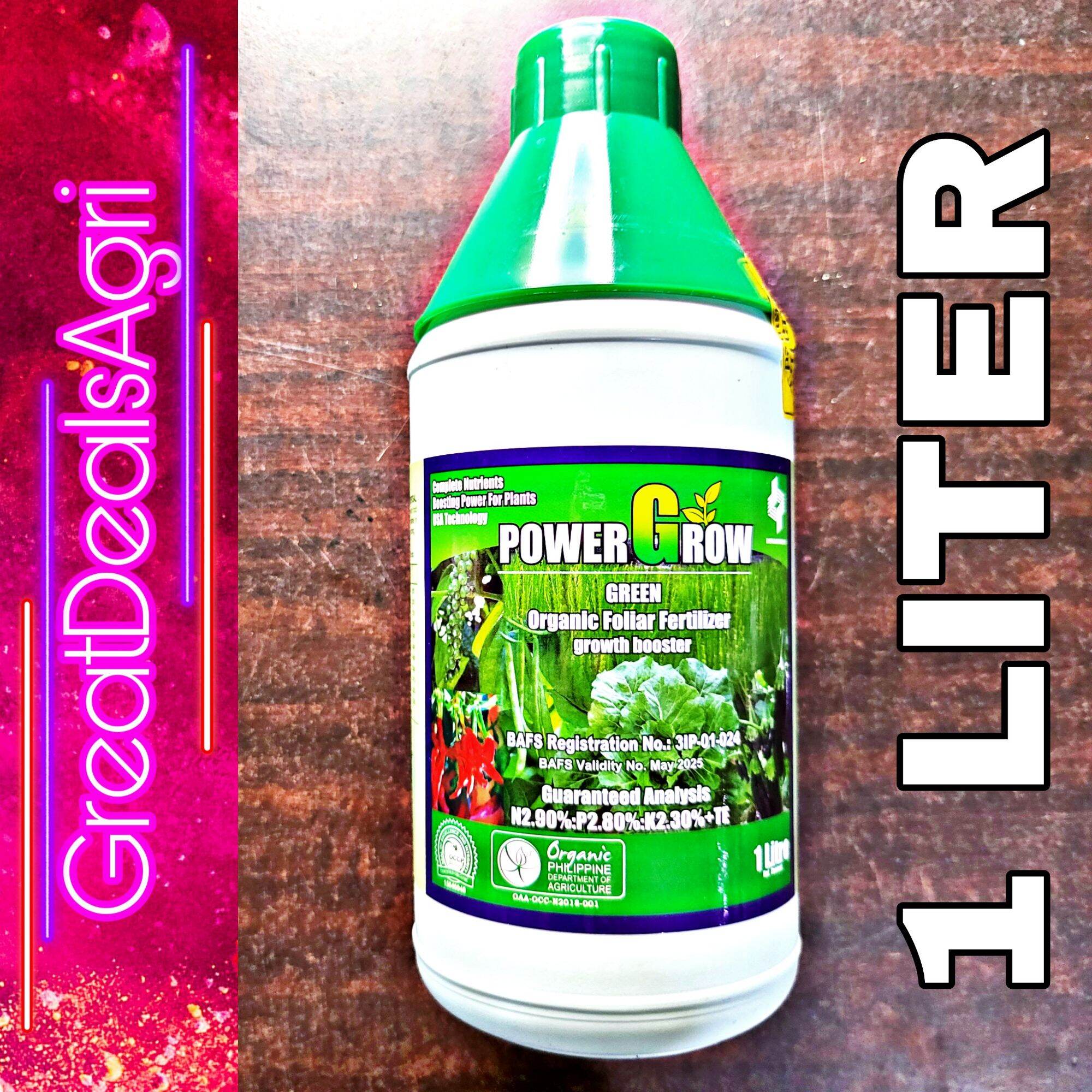 POWER GROW GREEEN ORGANIC FOLIAR FERTILIZER 1 LITER By DYNAPHARM