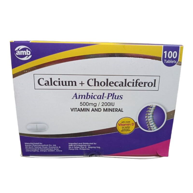 AMBICAL PLUS Calcium Cholecalciferol 500mg 200iu 100tablets Lazada PH