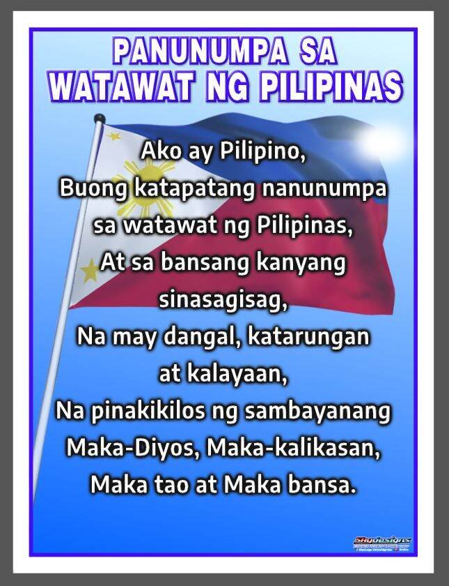 Panunumpa Sa Watawat Ng Pilipinas The Pledge Of Alleg Vrogue Co