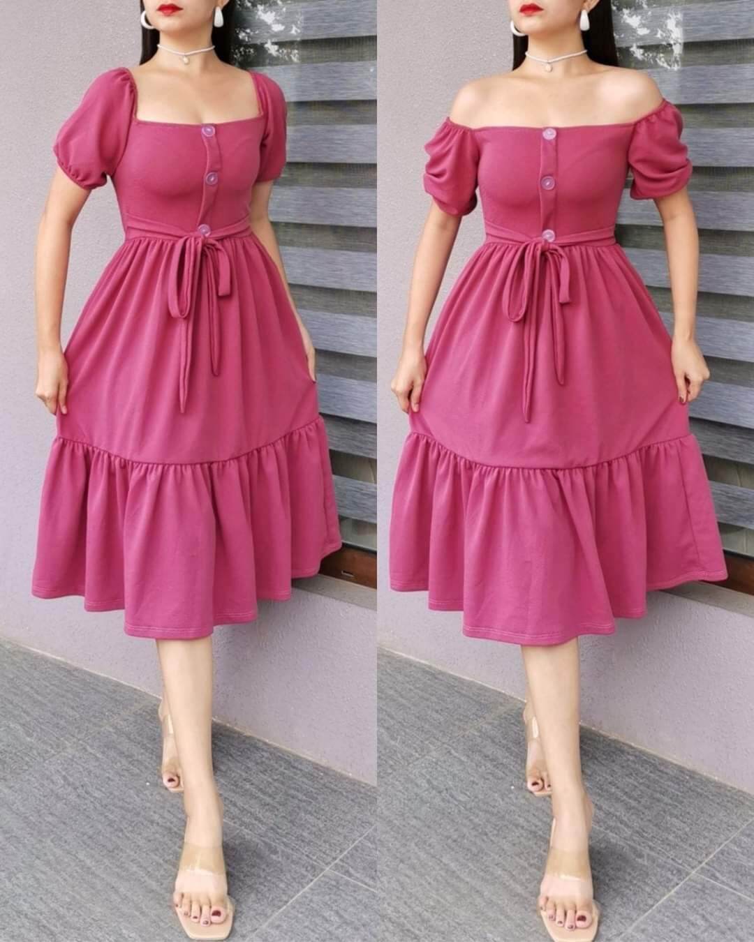 Jolina Plain Dress With Belt Lazada PH