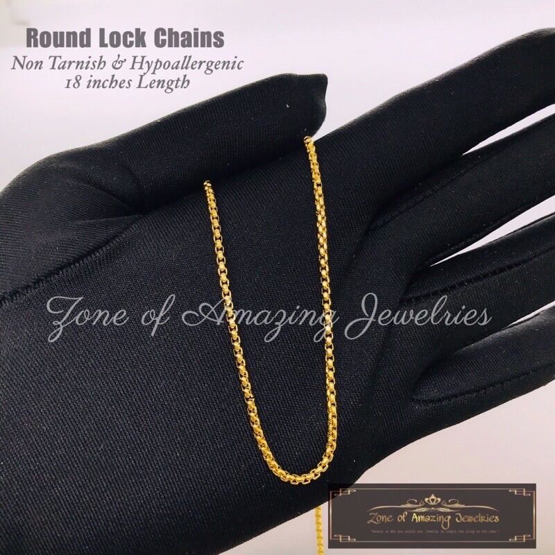 K Gold Necklace Chain Round Lock Lazada Ph