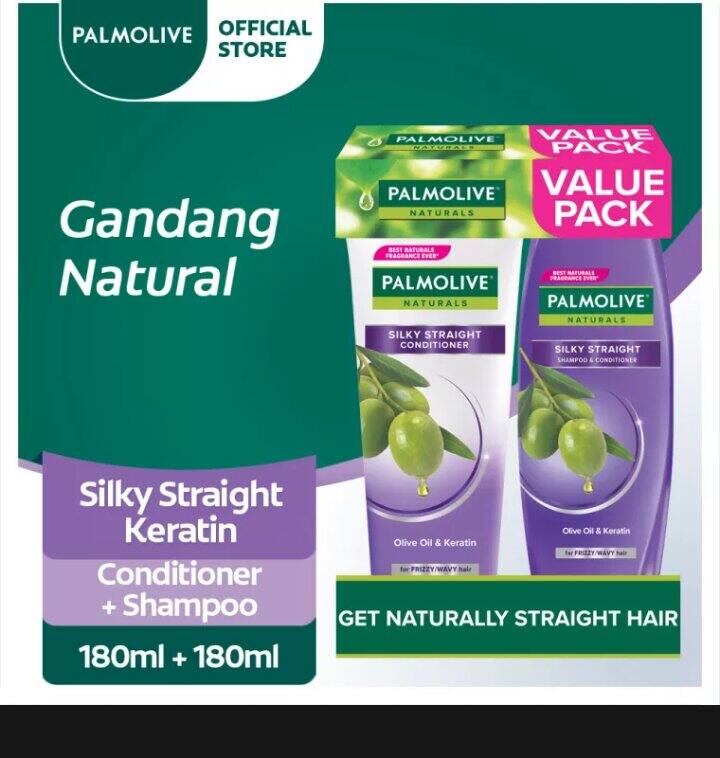 Palmolive Naturals Silky Straight Shampoo Conditioner Set 180ml