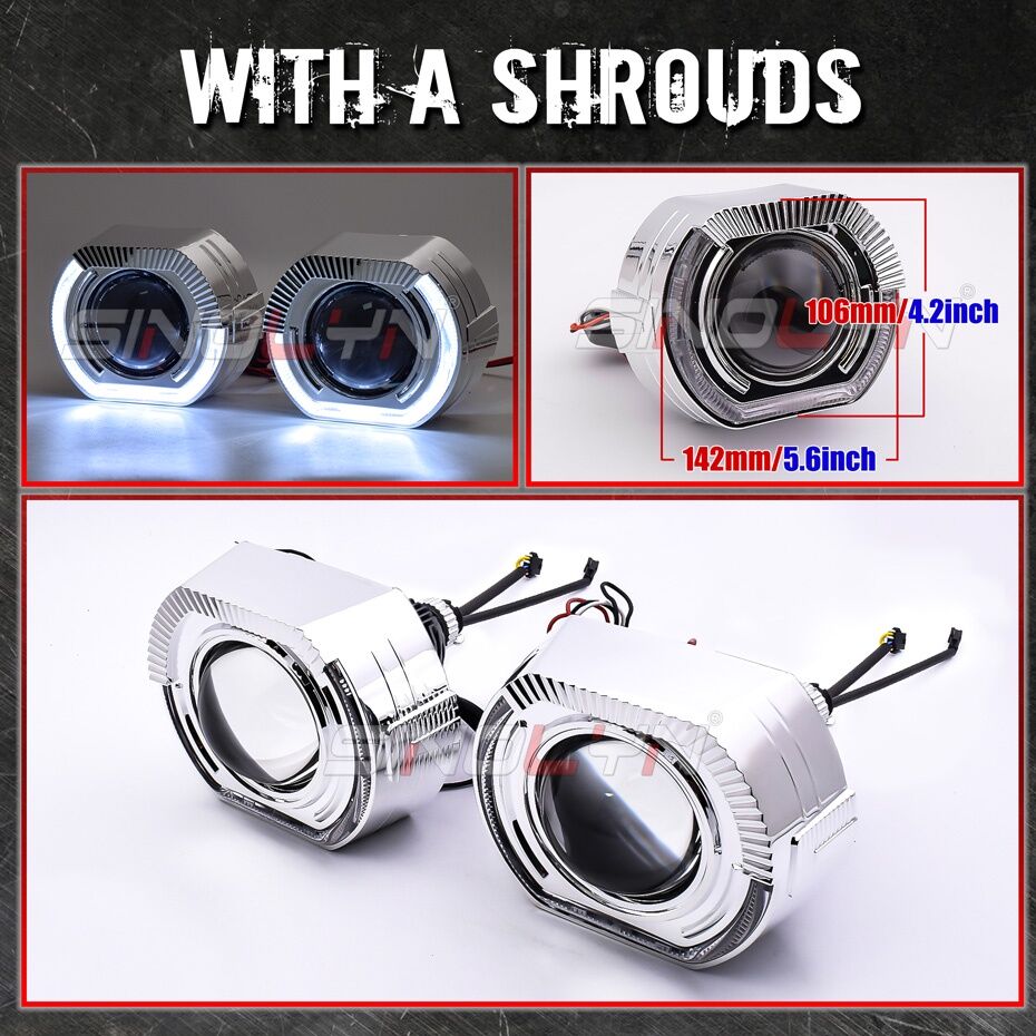 Sinolyn 3 Inch LED Headlight Lens Bi LED Lamp Lenses For Headlight H4