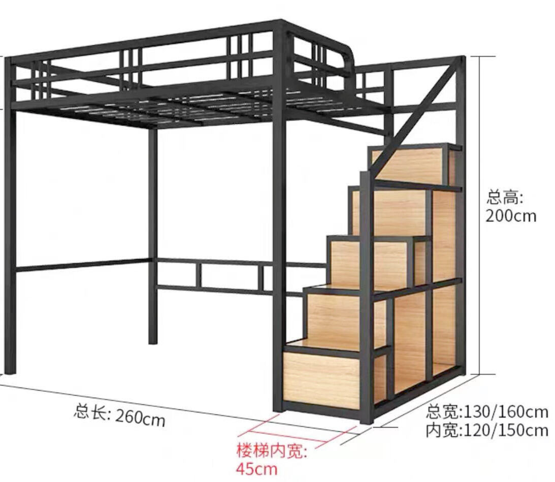 Ironwork Elevated Bed Fashionable Loft Bed Multi Functional Space