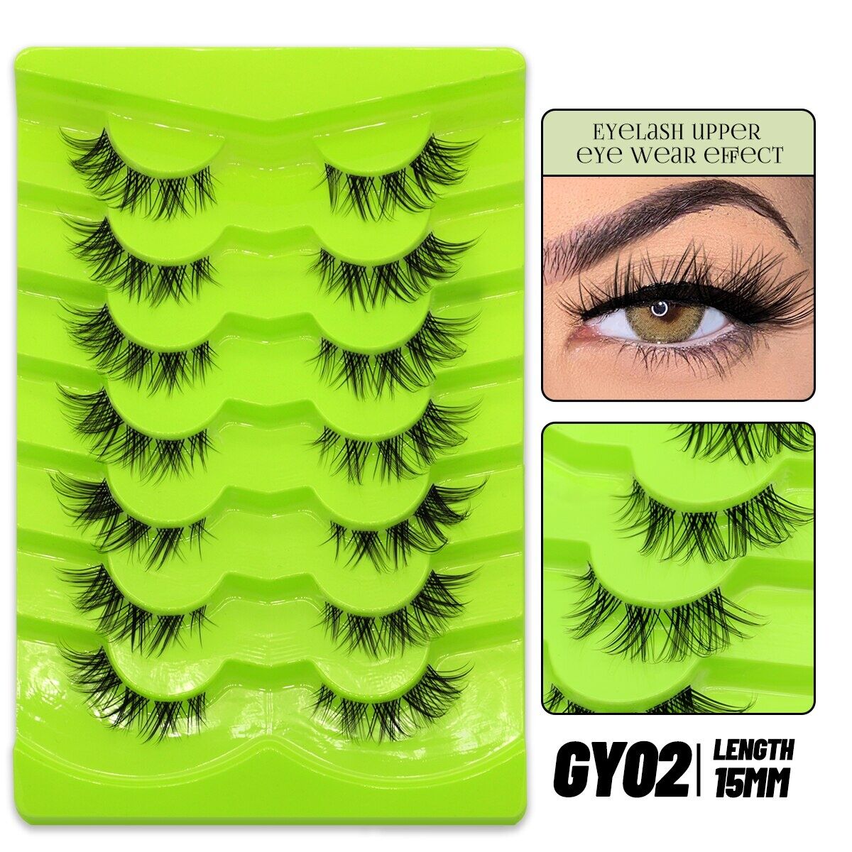 Groinneya Pairs Cat Eyelashes Invisible Band Lash Extension Natural