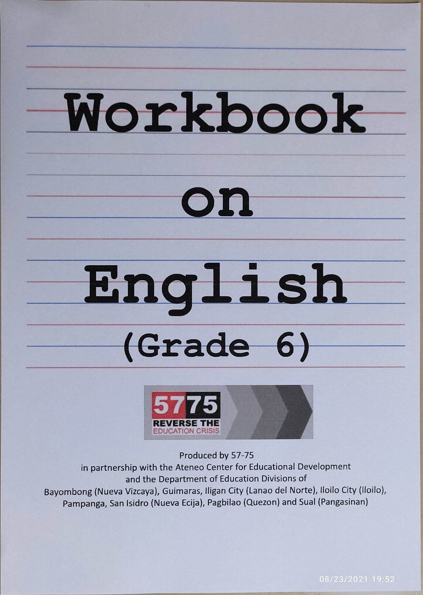 WORKBOOK ON ENGLISH For GRADE 6 212 Pages Lazada PH