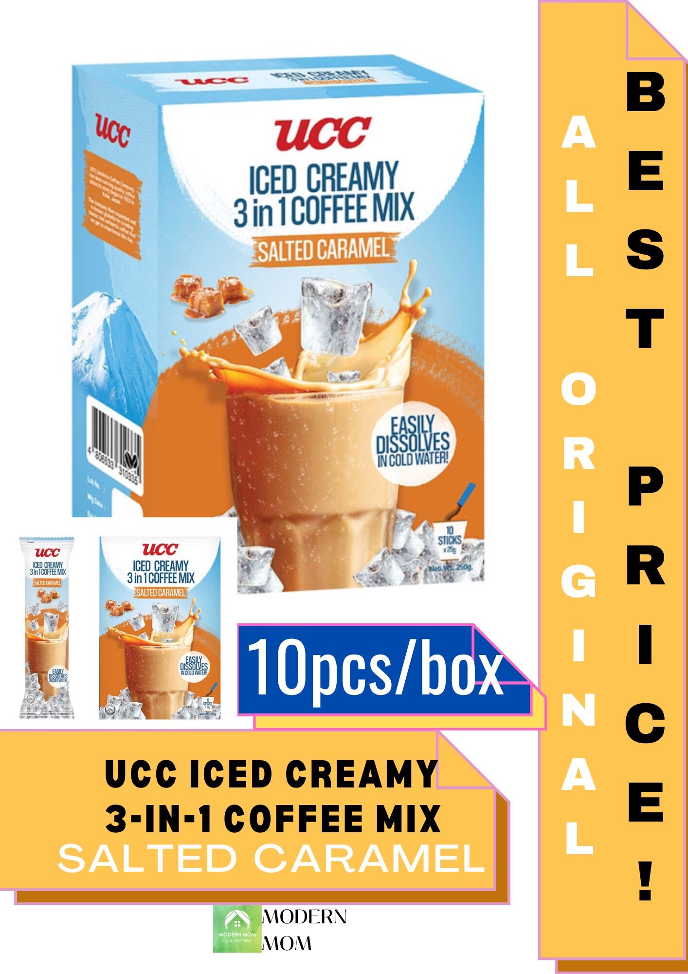 UCC Iced Creamy 3 In 1 Coffee Mix Salted Caramel 10PCS Of 25g Each