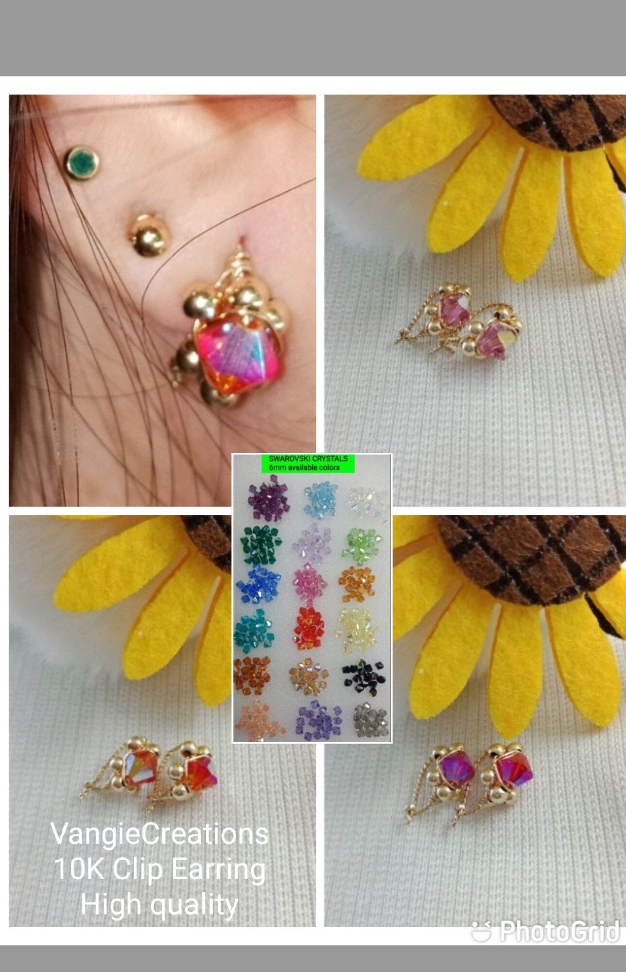 VangieCreations 10K CLIP EARRING SWAROVSKI GF #E010 | Lazada PH