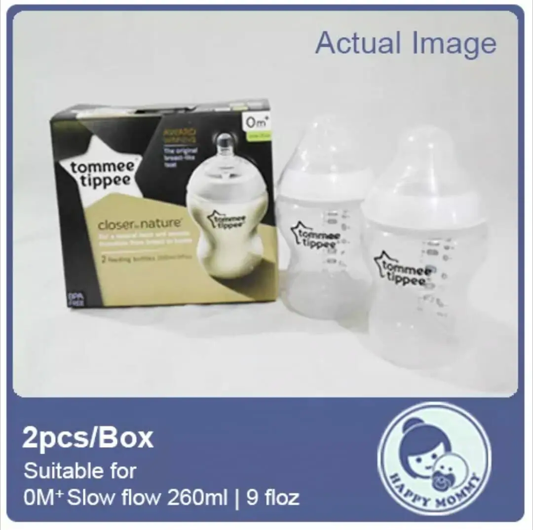 2pcs Tommee Tippee Closer to nature BPA free clear Feeding Botlle 240ml/9oz