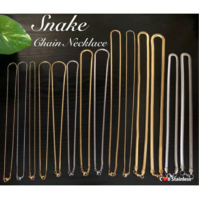 18" 20" 24" Snake Chain Stainless 10K GOLD PLATED