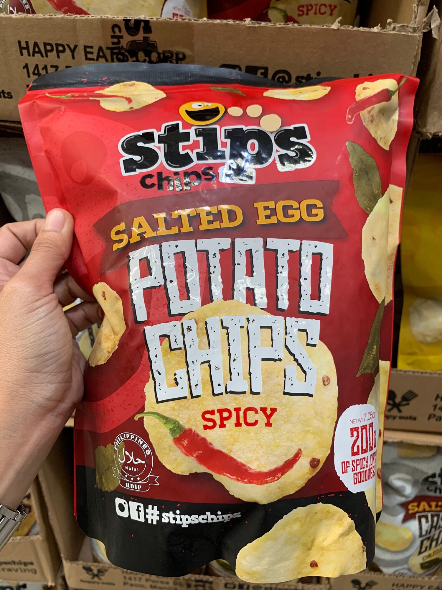 Stips Chips Salted Egg Cassava Chips Spicy 200g Lazada PH