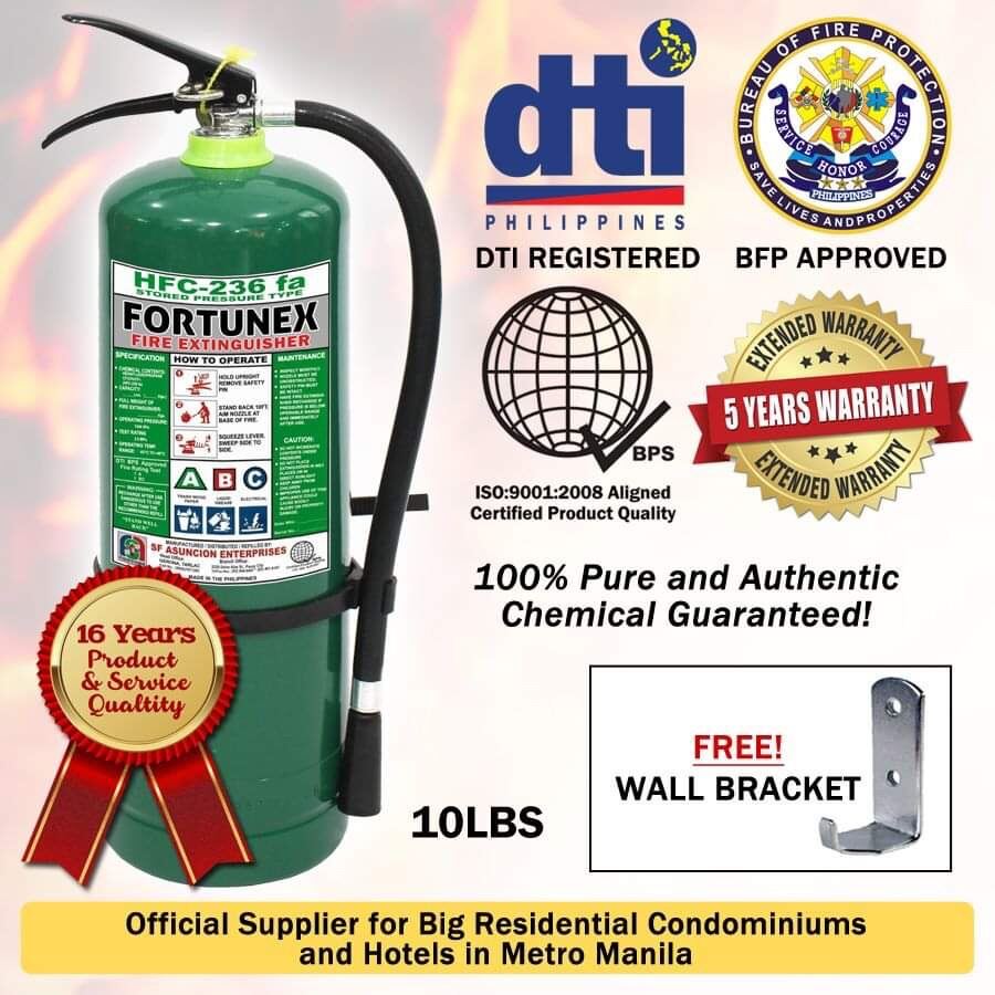 Fire Extinguisher 10lbs ABC HFC236fa Chemical Refillable FORTUNEX