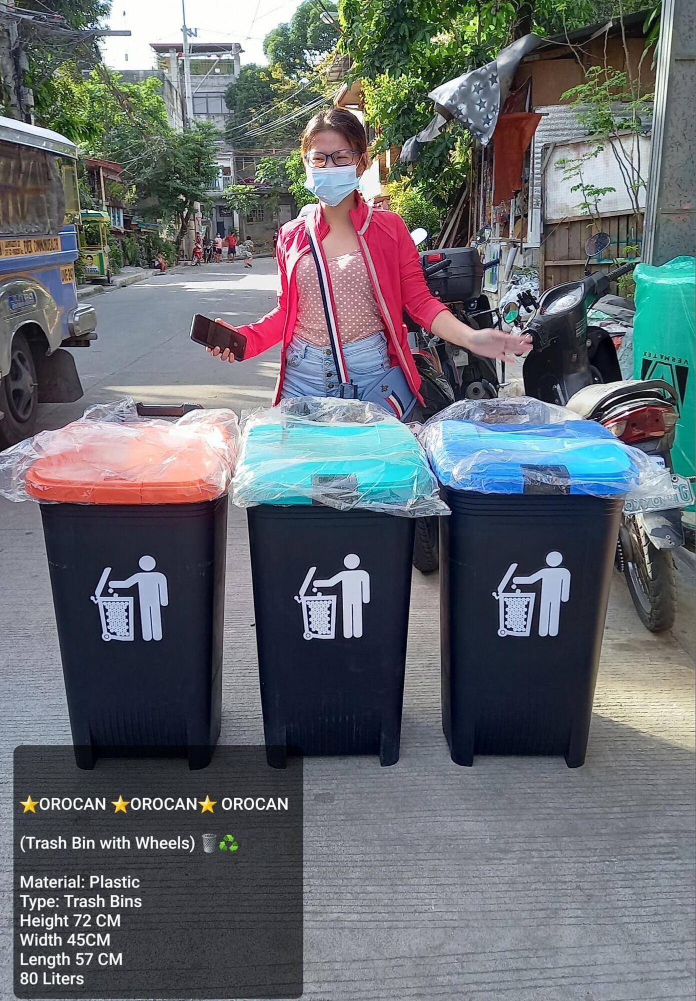Orocan Recycling Bin 80 liters with Wheels Lazada PH