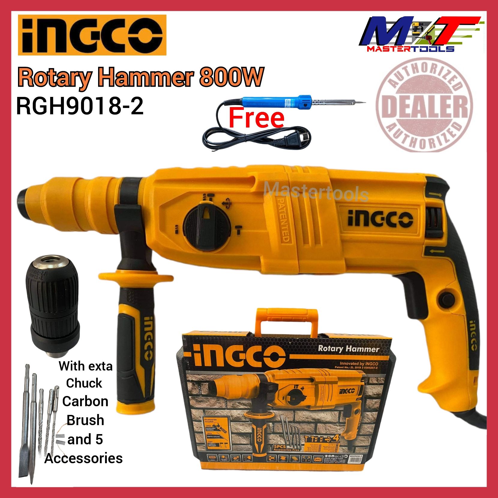 Ingco Rotary Hammer 800W SDS PLUS RGH9028-2 previously RGH9018-2 (FREE ...