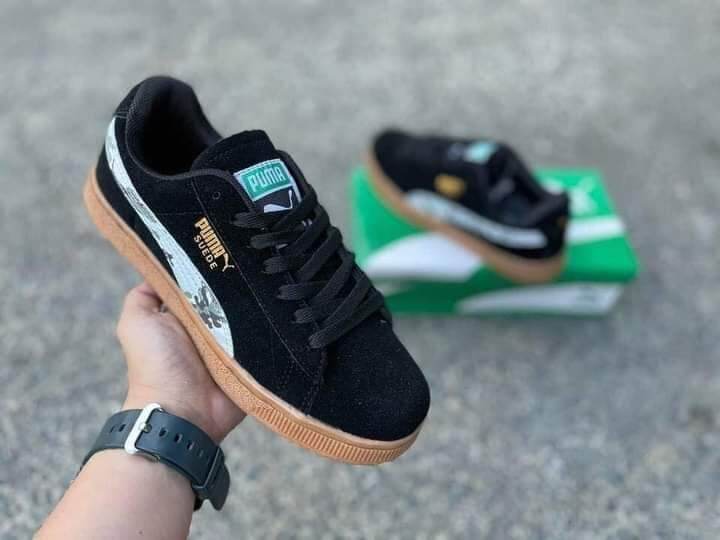 puma suede black and tan