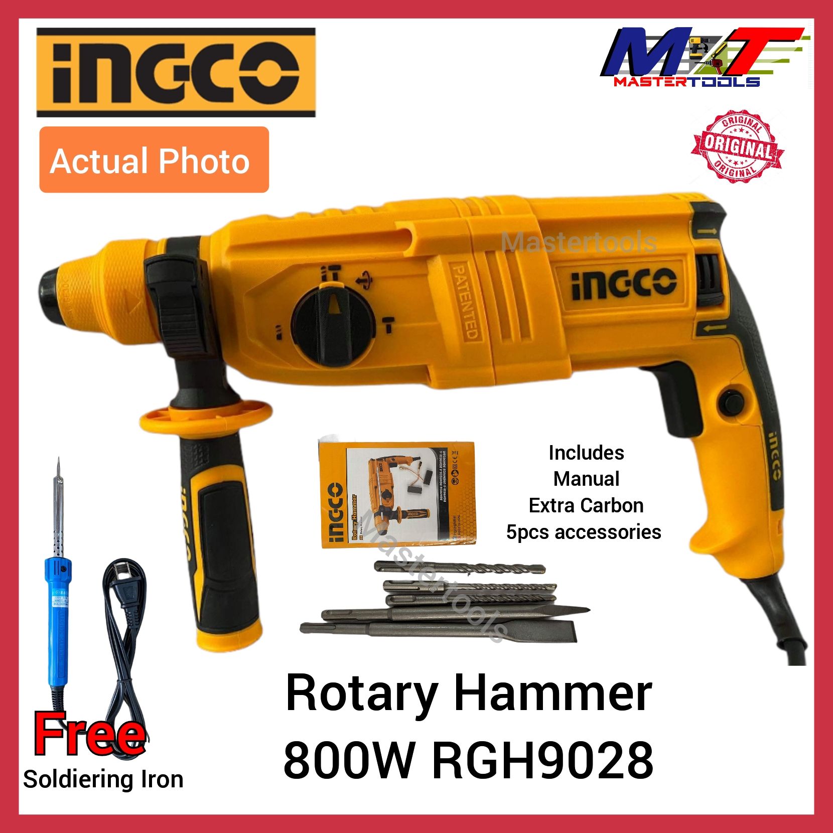 INGCO Rotary Hammer 800W SDS PLUS RGH9028 free soldiering iron | Lazada PH