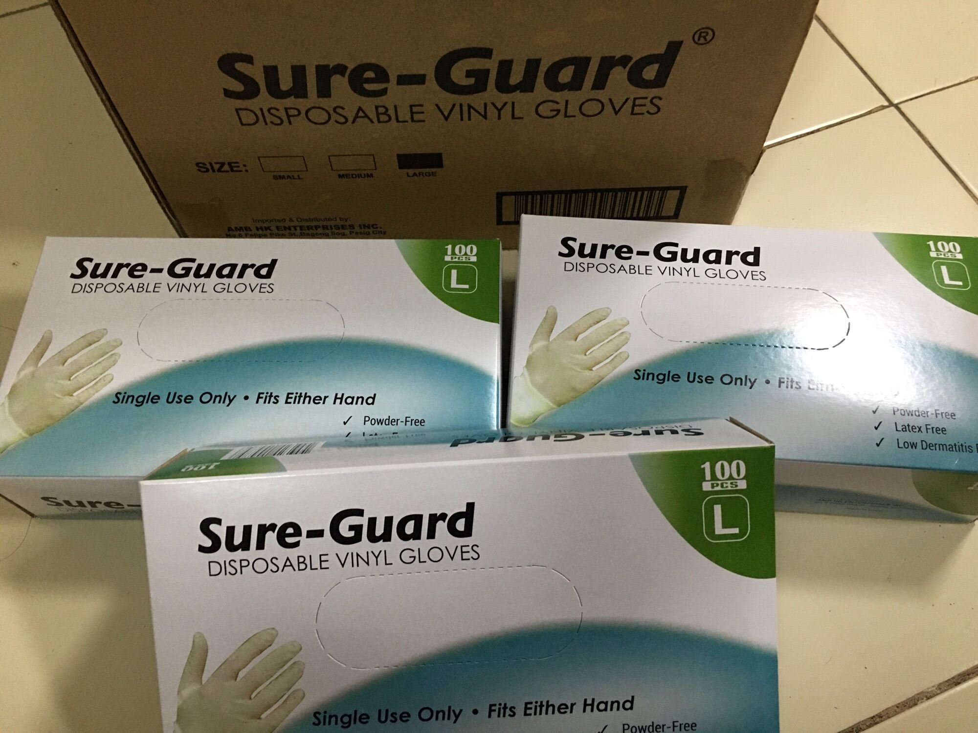1 box vinyl exam gloves sureguard 100 pcs large Lazada PH