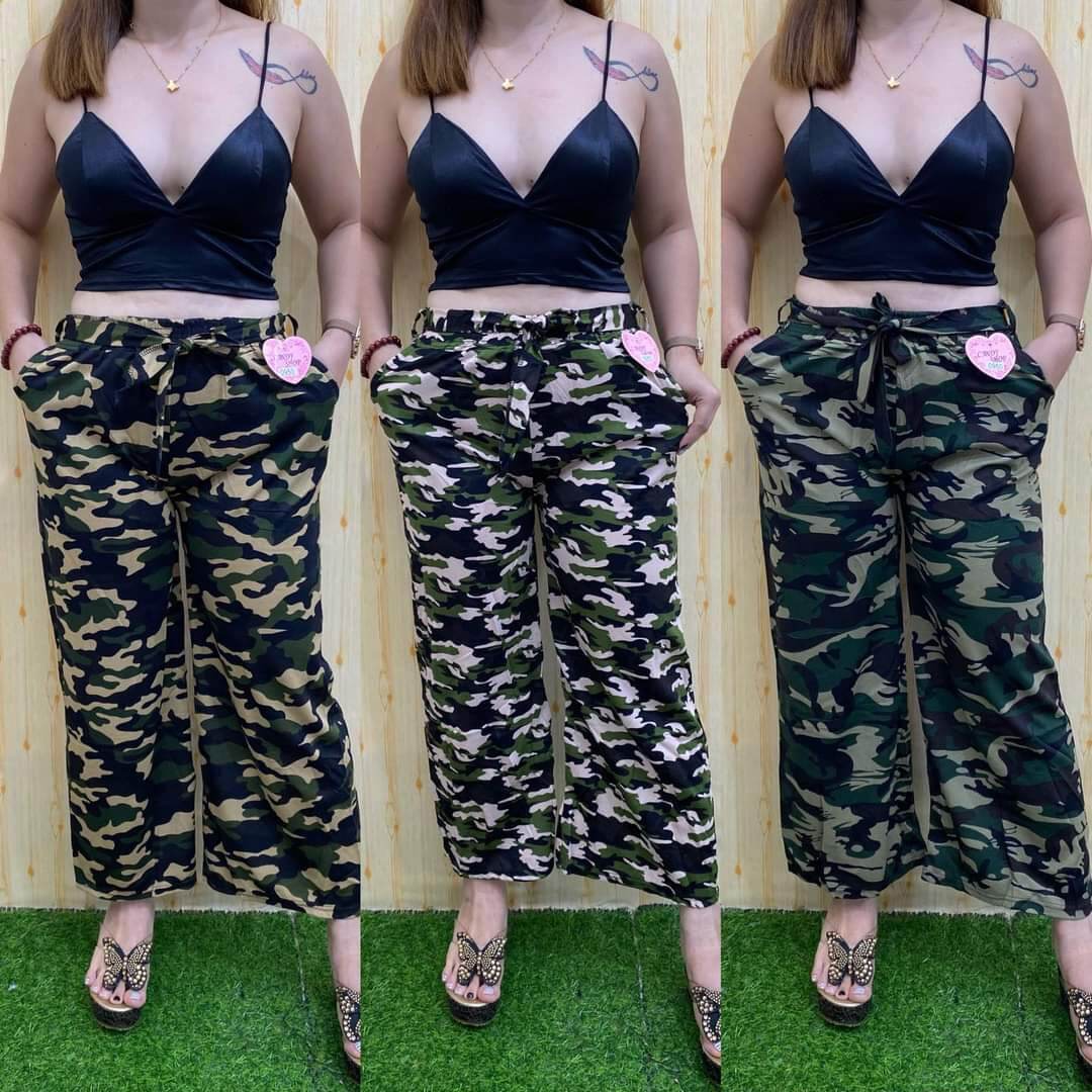 CAMOUFLAGE LONG SQUAREPANTS WITH SIDE POCKET KOREAN QUALITY FIT SMALL