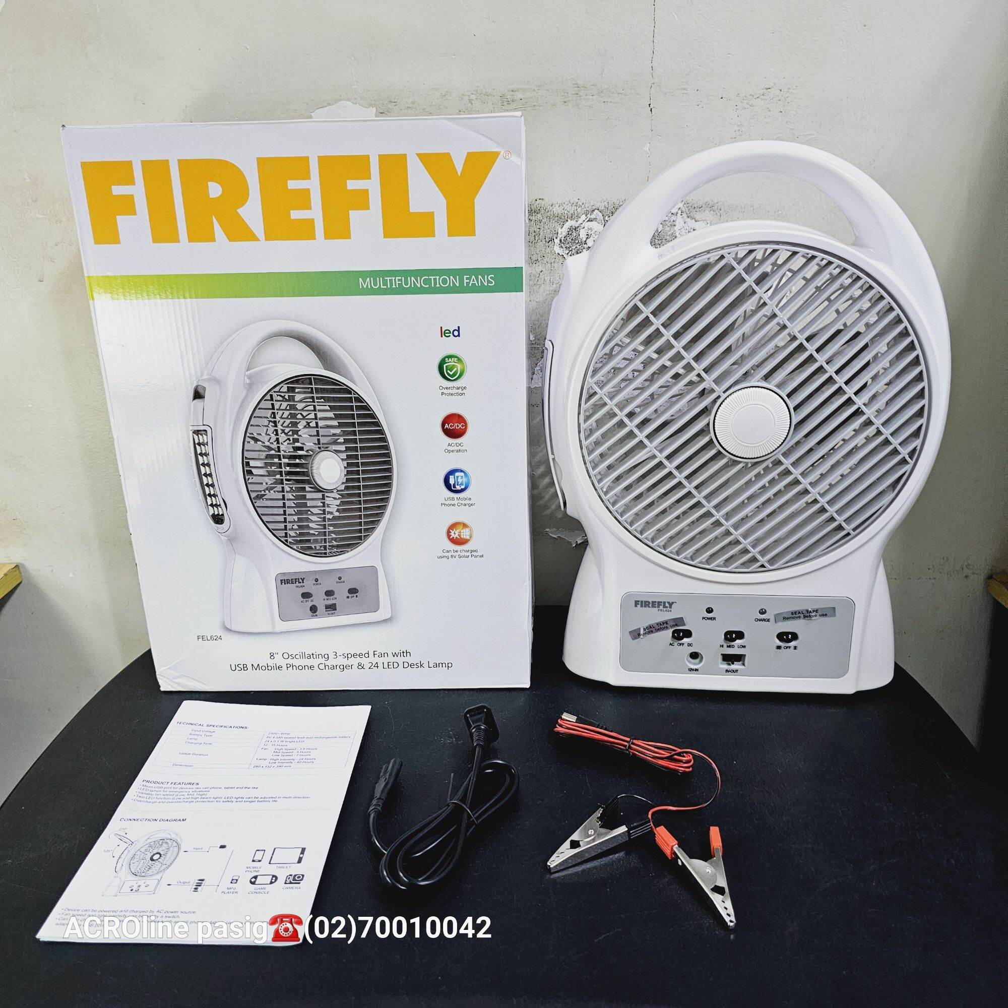 FIREFLY RECHARGEABLE FAN 6 HOURS LAST EMERGENCY FAN WITH LED LIGHT CAN ...