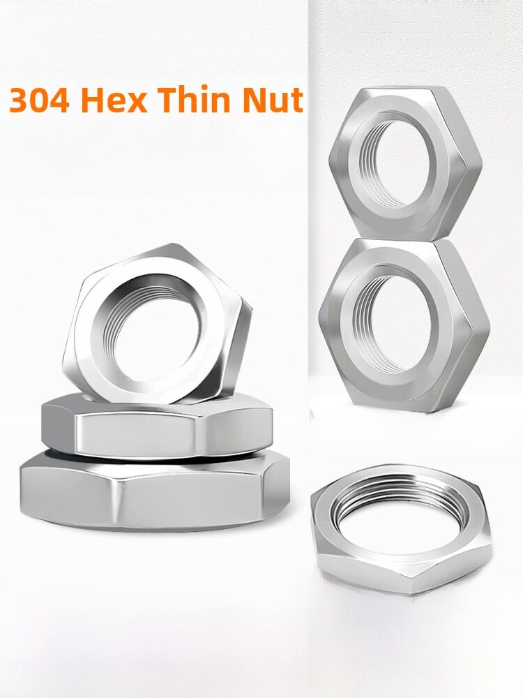 Metric A2 Stainless Steel Thin Hex Nuts - M17 To M24 (Right Hand Thread) - Plain Finish