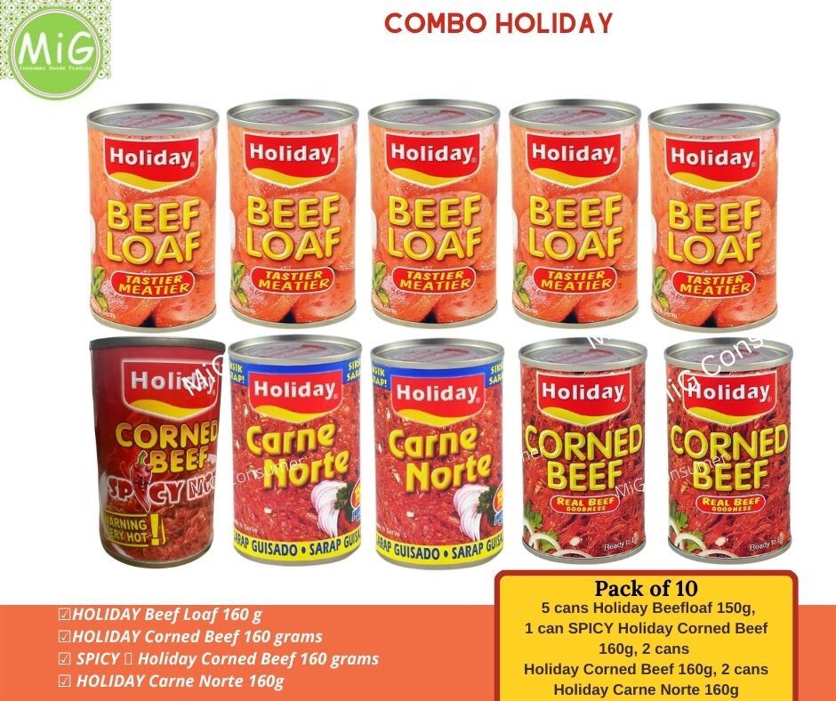 COMBO HOLIDAY: 5 cans 150g Holiday Beef Loaf, 2 cans 160g Holiday