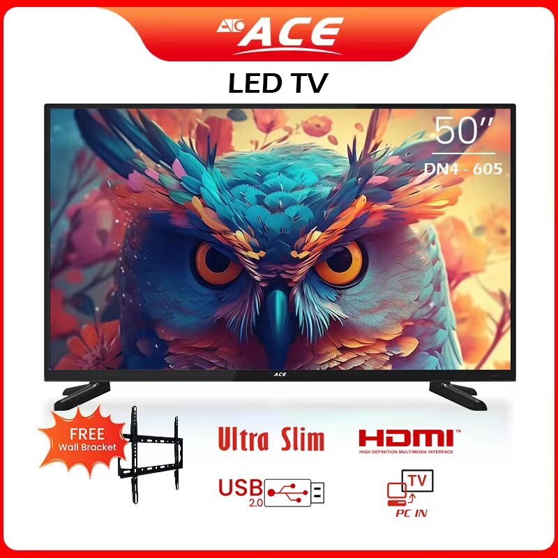 Ace 50" Slim Full HD TV Black LED-605 DN4 with Bracket