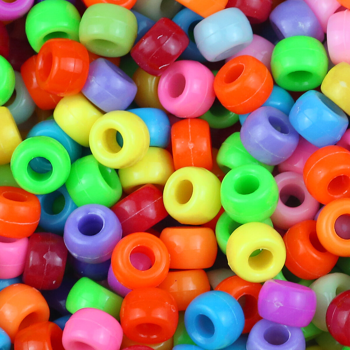 100/400pcs 6x9mm Solid Color Large Hole Pony Beads DIY Jewelry Making For Friendship Bracelets & Hair Braids Craft Supplies