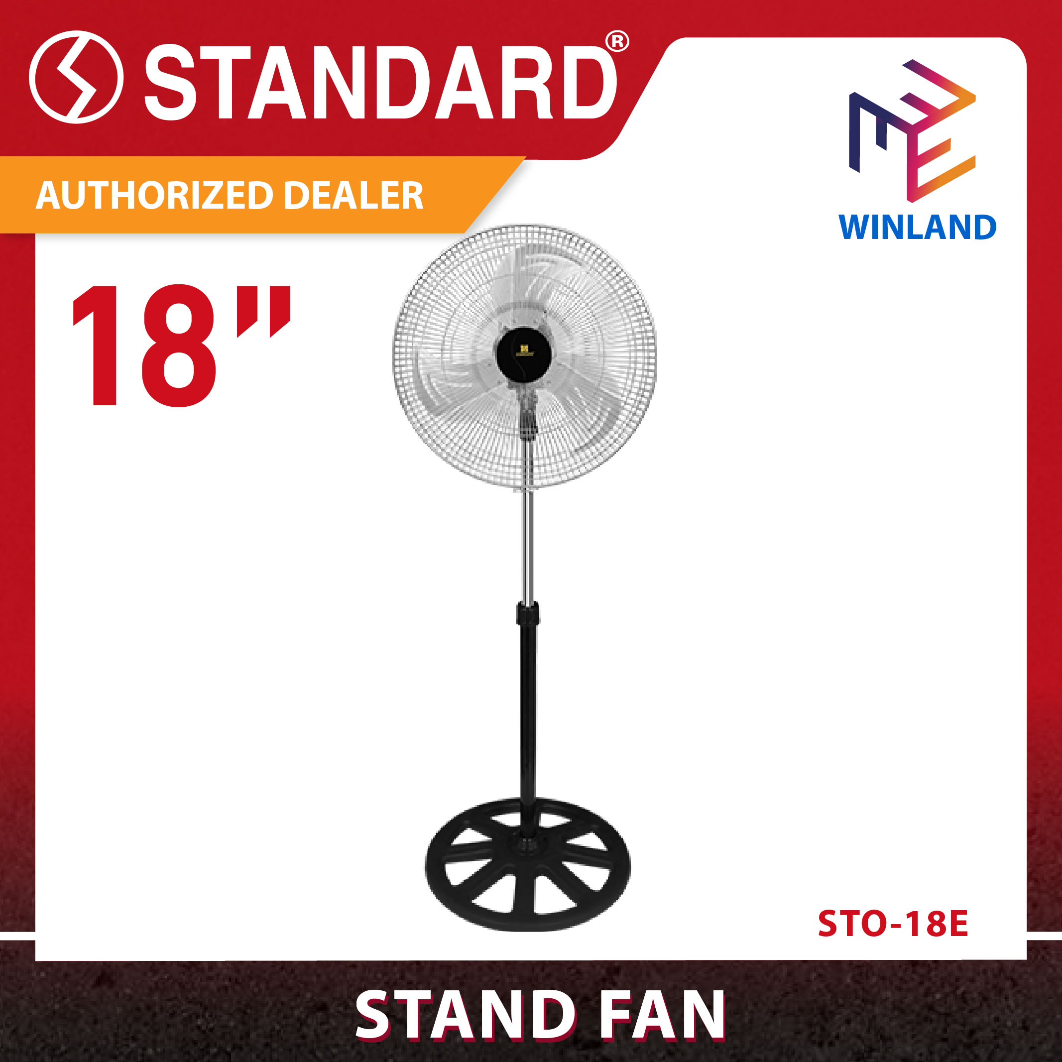 Winland 18" Industrial Metal Electric Stand Fan