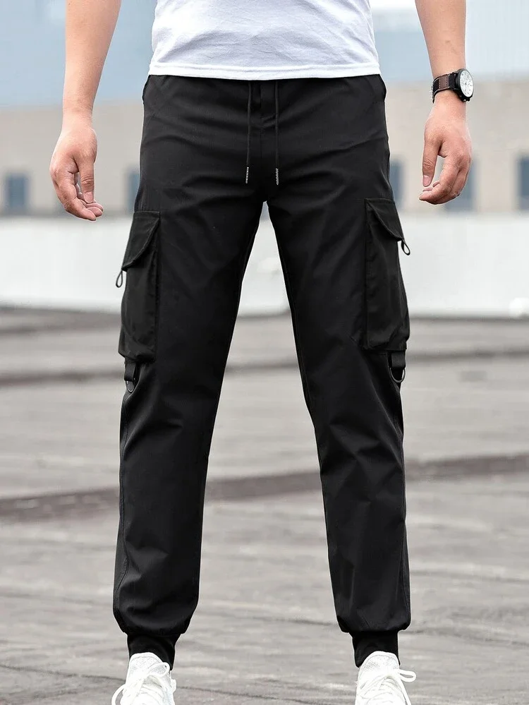 Men Solid Flap Pocket Pants