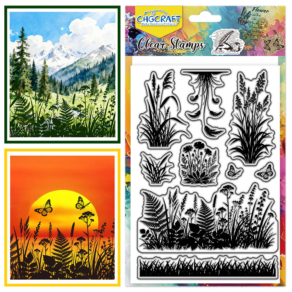 PVC Plastic Clear Stamps for DIY Scrapbooking Photo Album Decorative Cards Making Grass 160x110x3mm