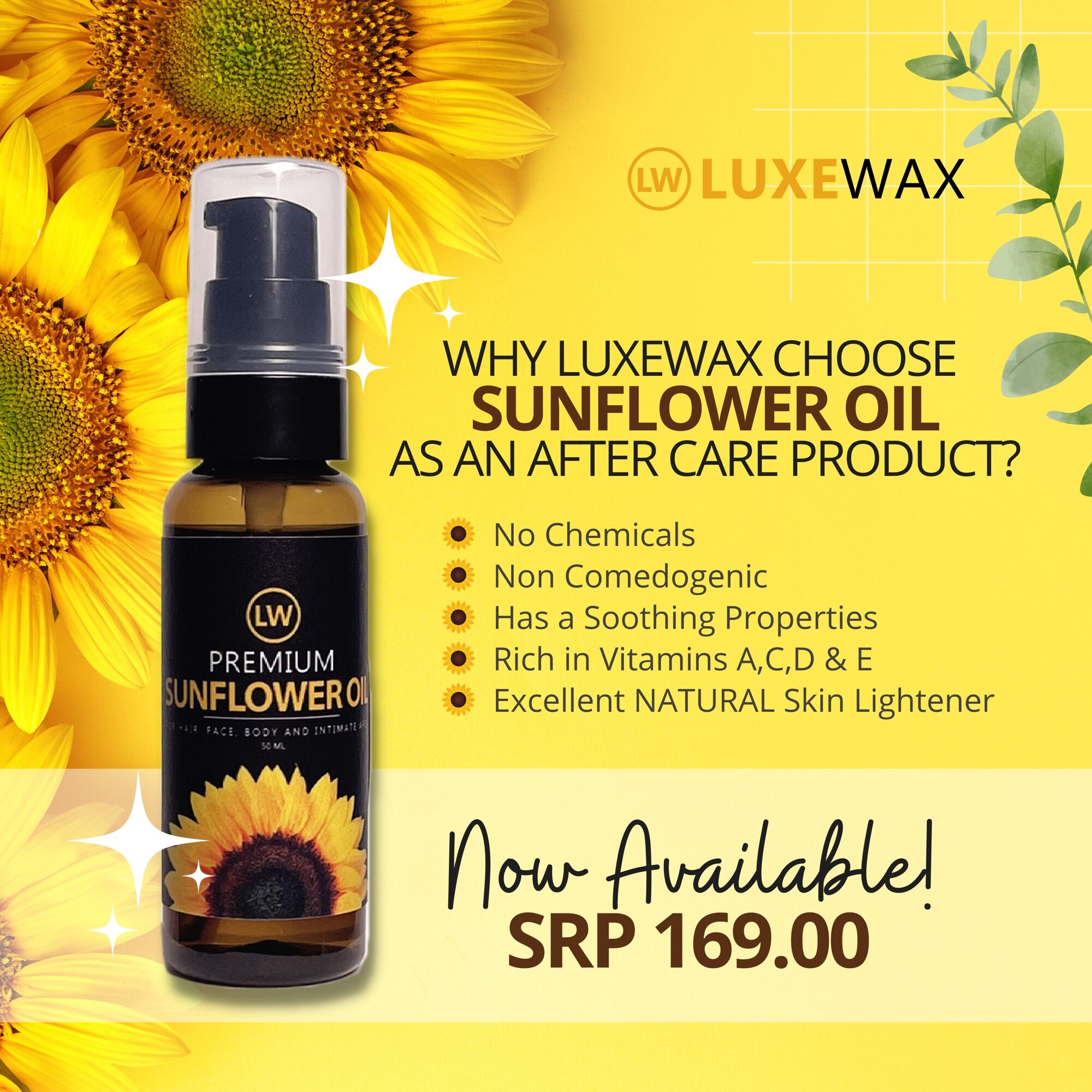Evassentialsph Luxewax Premium Sunflower Oil 50 mL Aftercare after