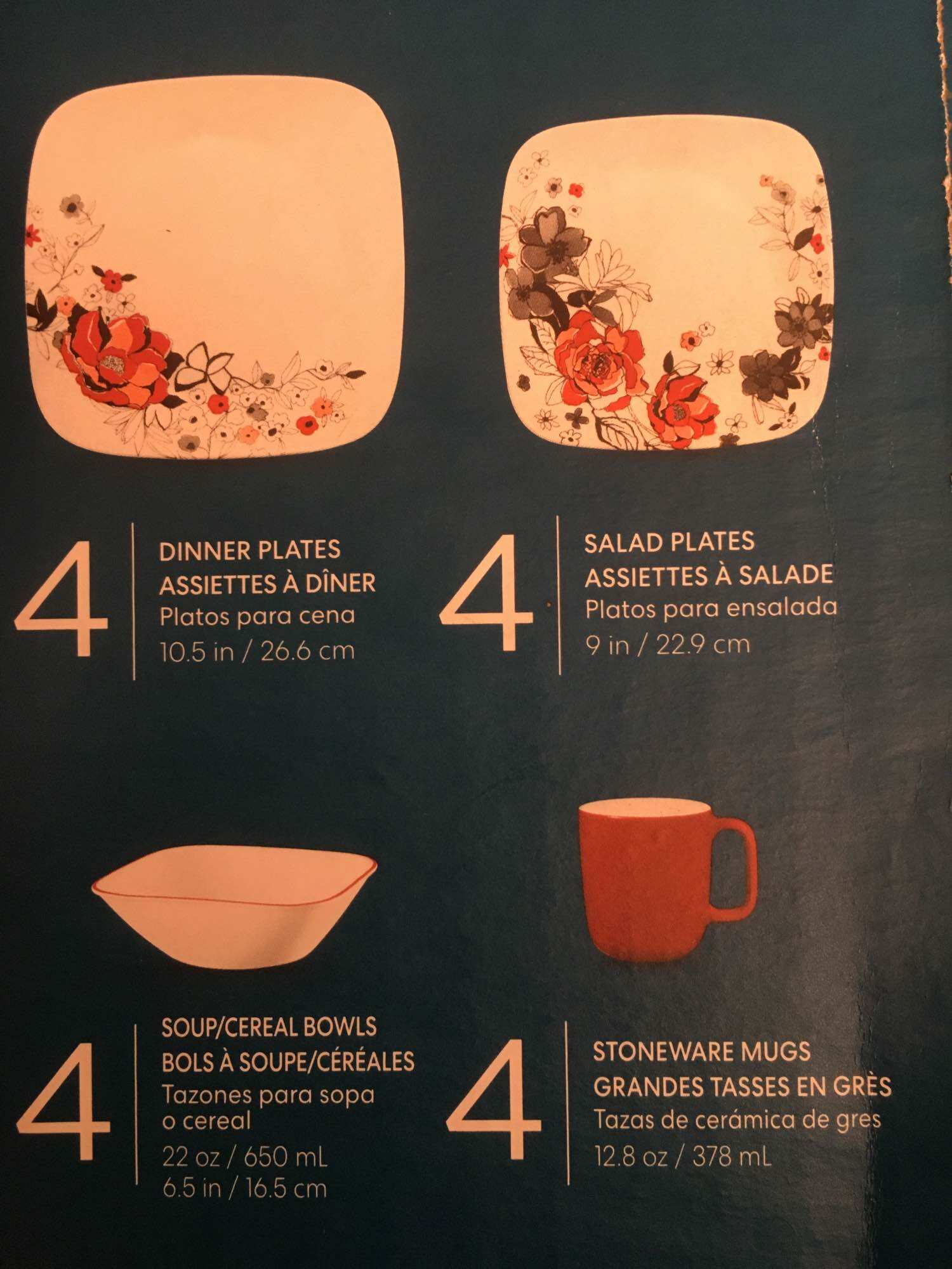 Corelle Boutique Chelsea Rose 16pc Set Modern Glass Cookware Set