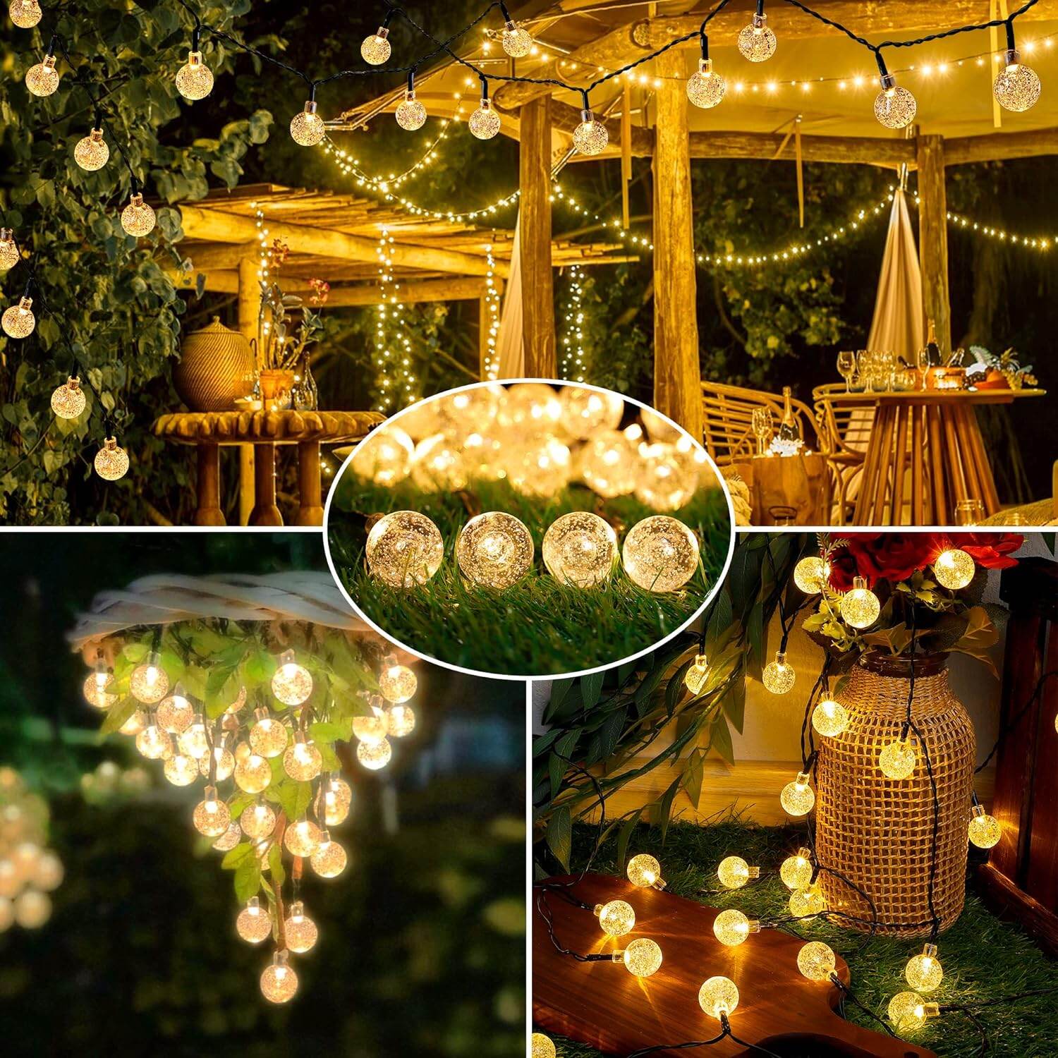 1pc Solar Crystal Ball Fairy String Lights 5M20L Outdoor Waterproof Christmas Decoration Camping Fairy Garland Garden Party. 