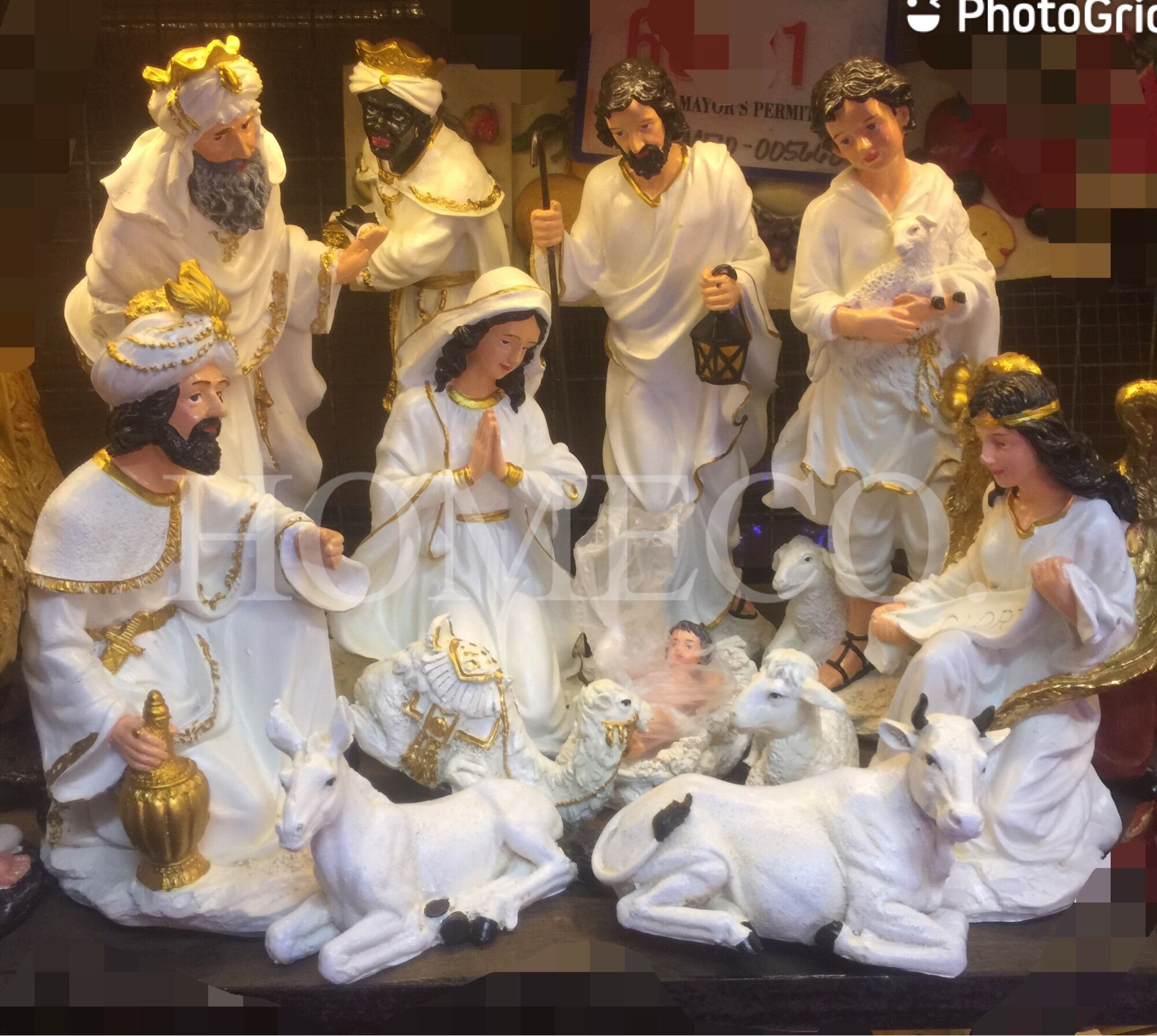 Classy Nativity Figurines set in White ang Gold // 15 inches max height ...