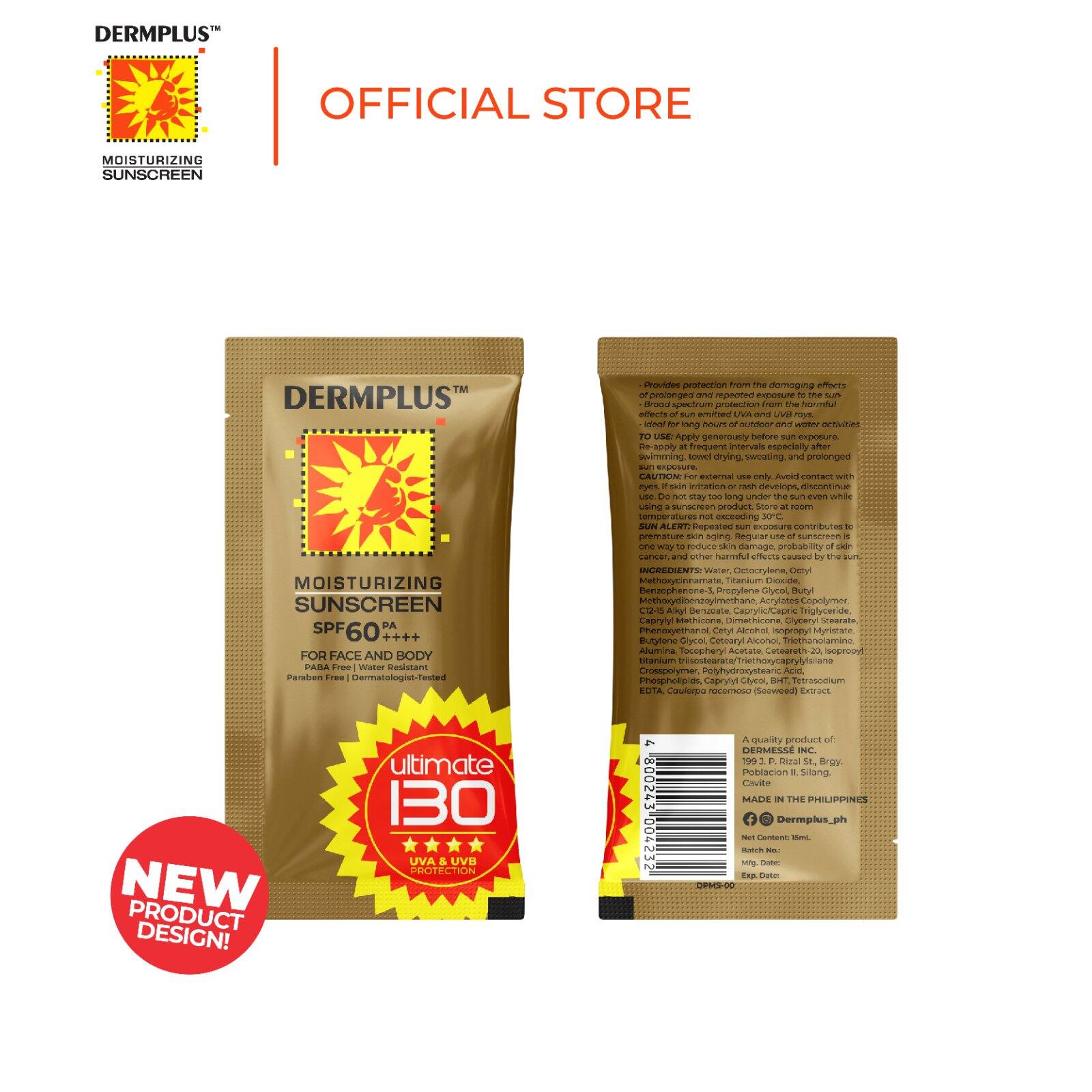Dermplus Moisturizing Sunscreen SPF60++++ 15mL by 2s. 