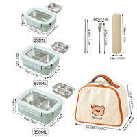 WORTHBUY | WORTHBUY 304 Stainless Steel Divided Bento Lunch Box With Detachable Lid Student Portable Large Capacity Sealed Lunch Container