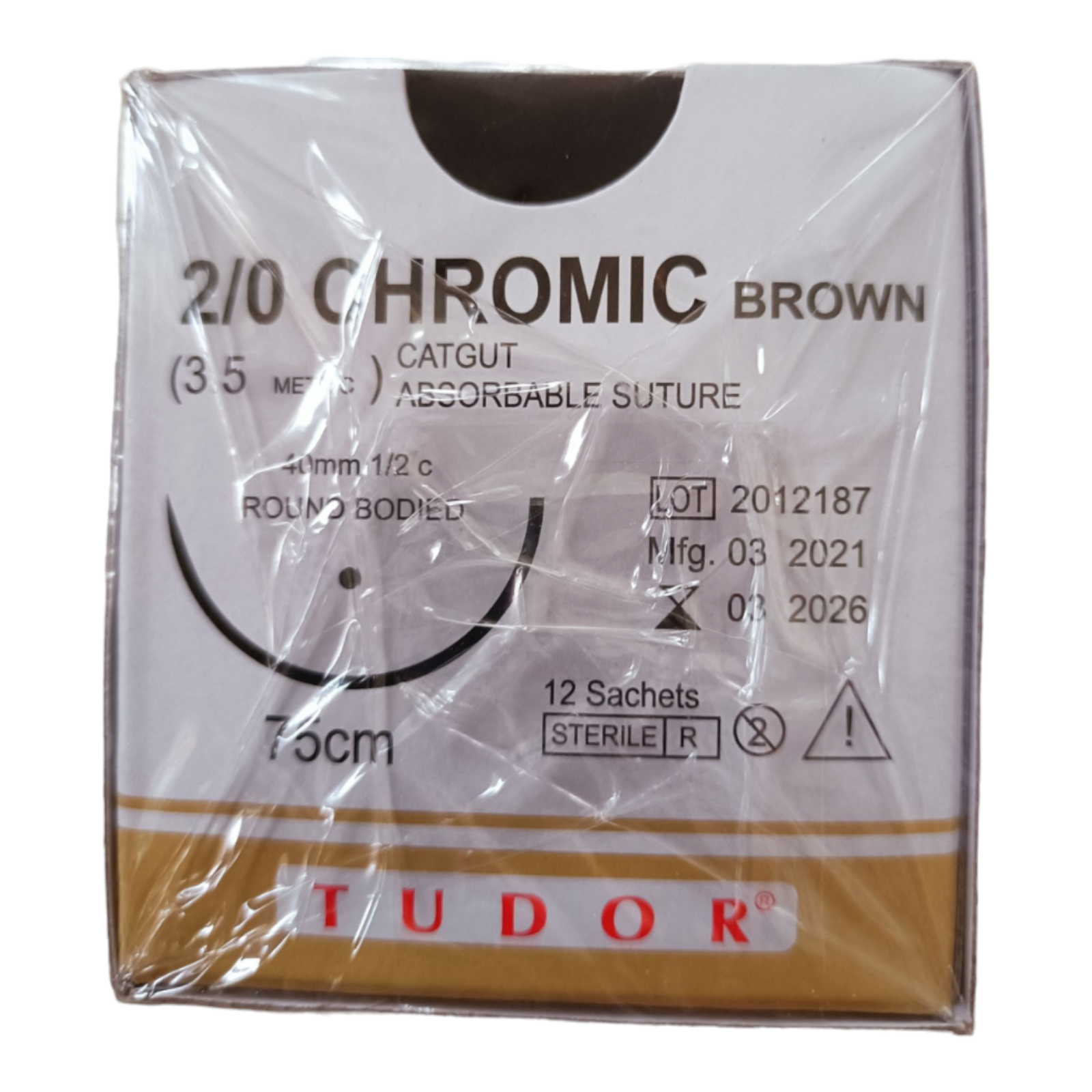 2.0 Chromic Round  Absorbable Sutures 12's/Box. 