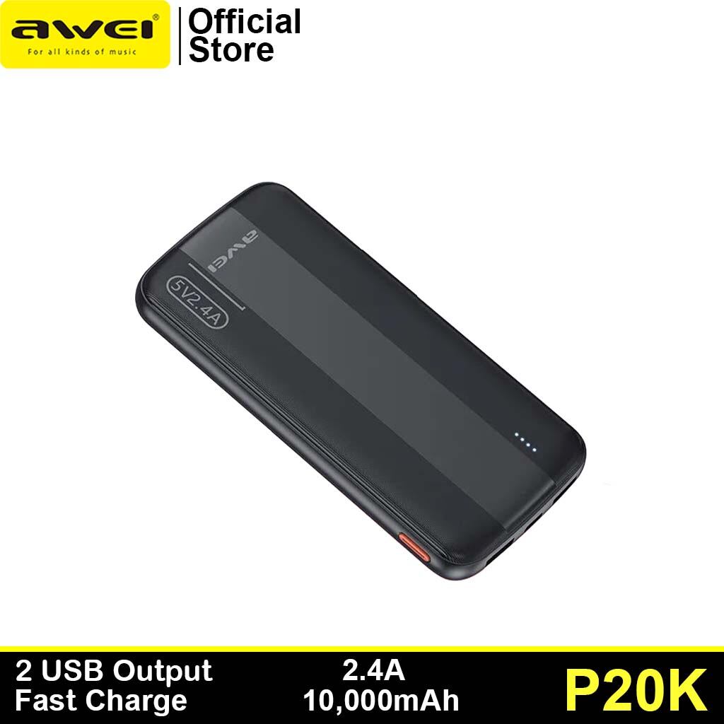 Awei P20K 10,000mAh Dual USB Fast Charge Powerbank