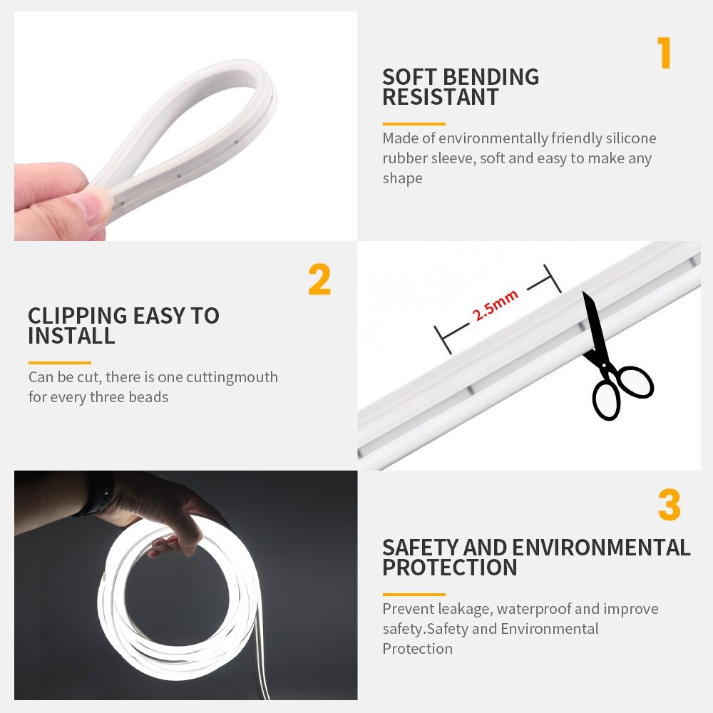 12V Neon Strip Waterproof 2835 120Leds/M Home Garden Decor White/Blue/Pink/Yellow/Red/Green Flexible Ribbion Rope LED Strip. 