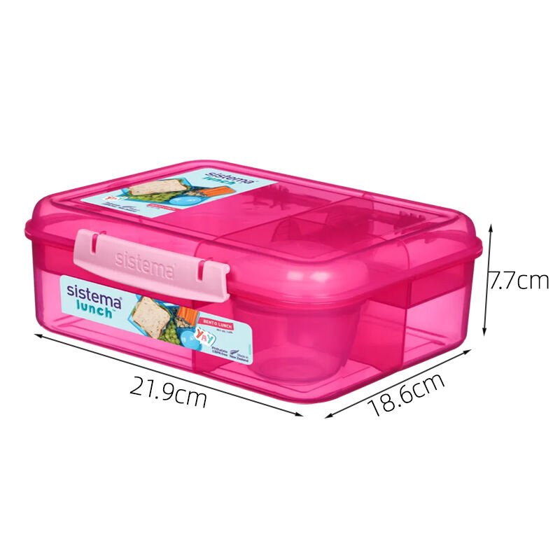 Sistema Bento Box To Go Lunch Box With Yoghurt/Fruit Pot 1.25 L Square  Bpa-Free Minty Teal