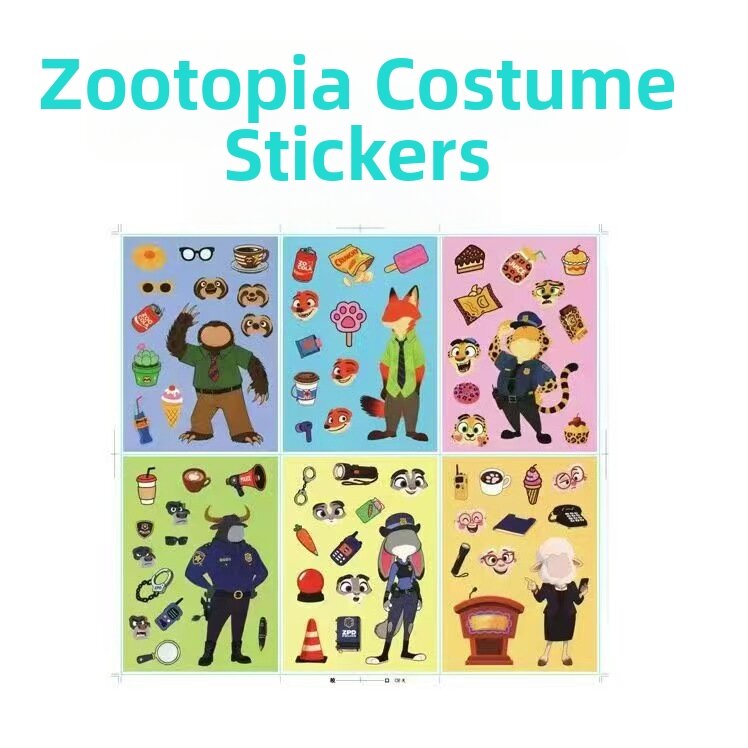 Cute Animal City Zootopia Judy Nick Cartoon Changeable Stickers Book