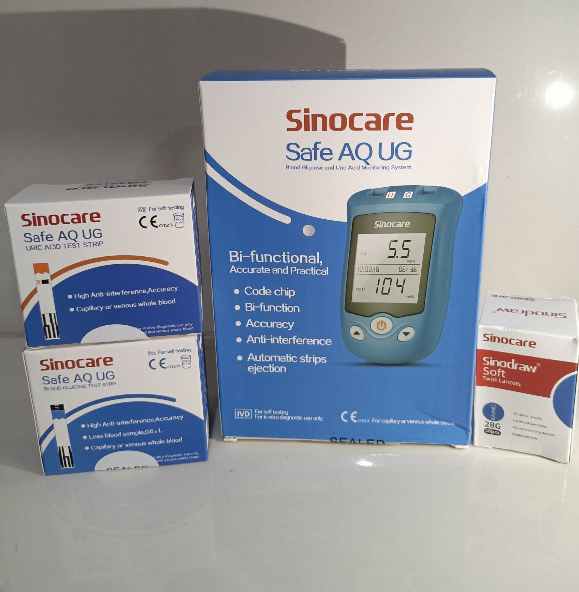 Sinocare Safe AQ UG Glocose and Uric Acid Monitoring System with 100pcs ...