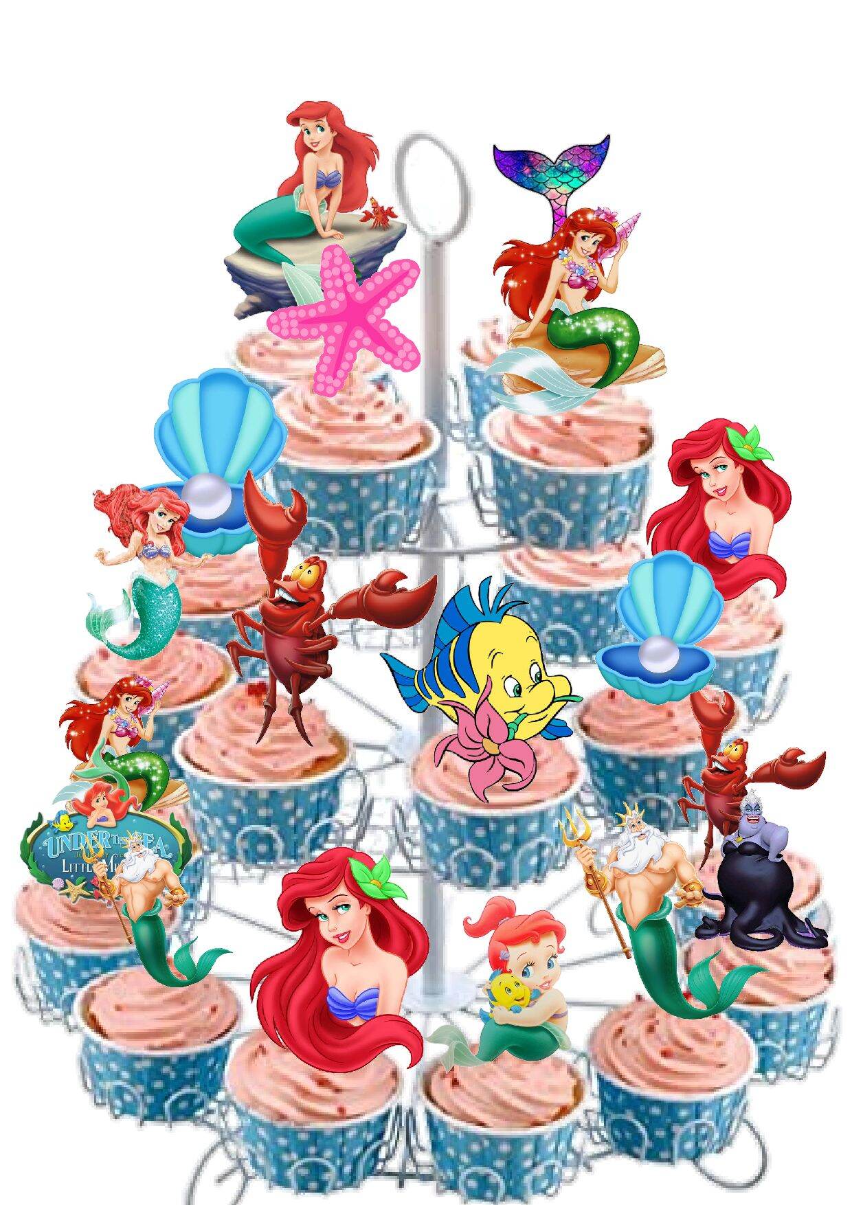 Little mermaid cupcake topper set (12 pcs.) Lazada PH
